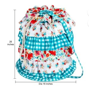 The Pioneer Woman Ruffled Laundry Bag Petal Party Sold Out BNWT Floral & Plaid